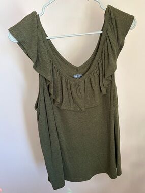 Old Navy Olive Green Ruffle-Detail Tank Top